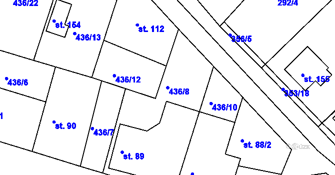 Parcela st. 436/8 v KÚ Mokrovraty, Katastrální mapa