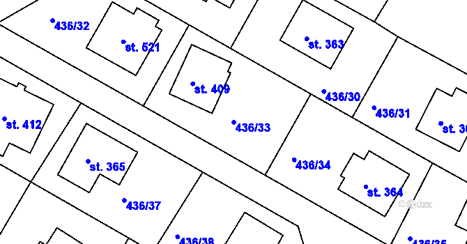 Parcela st. 436/33 v KÚ Mokrovraty, Katastrální mapa
