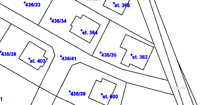 Parcela st. 436/35 v KÚ Mokrovraty, Katastrální mapa