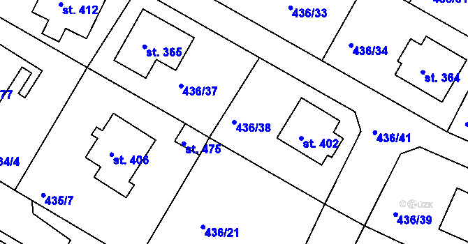 Parcela st. 436/38 v KÚ Mokrovraty, Katastrální mapa