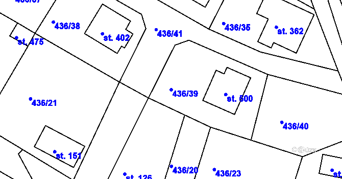 Parcela st. 436/39 v KÚ Mokrovraty, Katastrální mapa