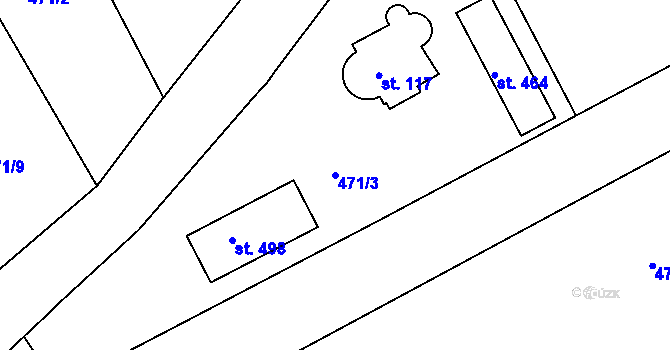 Parcela st. 471/3 v KÚ Mokrovraty, Katastrální mapa