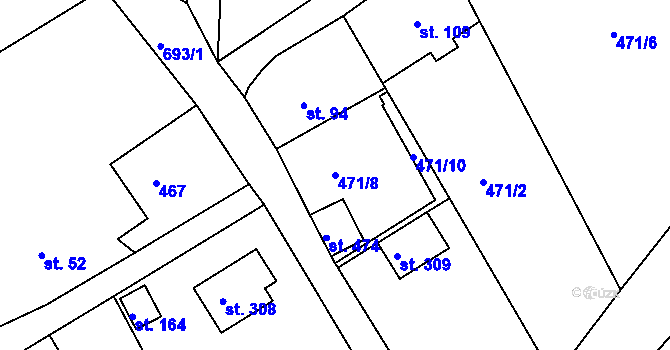 Parcela st. 471/8 v KÚ Mokrovraty, Katastrální mapa