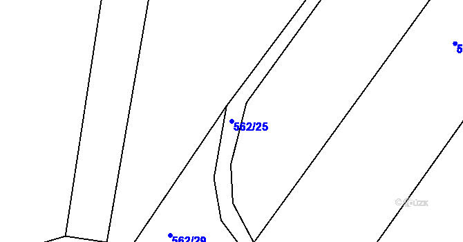 Parcela st. 562/25 v KÚ Mokrovraty, Katastrální mapa