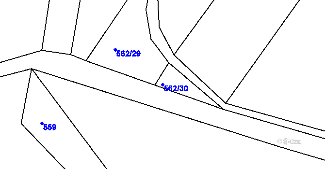Parcela st. 562/30 v KÚ Mokrovraty, Katastrální mapa