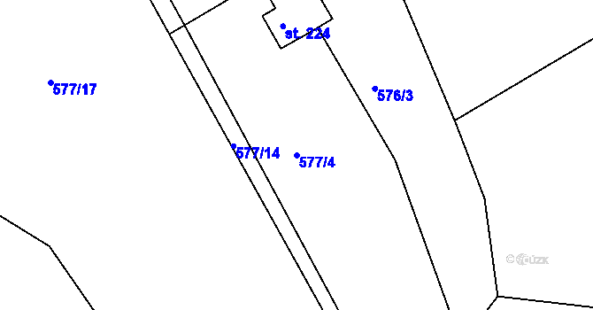 Parcela st. 577/4 v KÚ Mokrovraty, Katastrální mapa