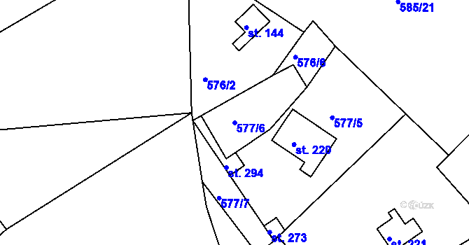 Parcela st. 577/6 v KÚ Mokrovraty, Katastrální mapa