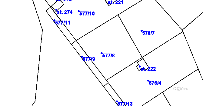 Parcela st. 577/8 v KÚ Mokrovraty, Katastrální mapa