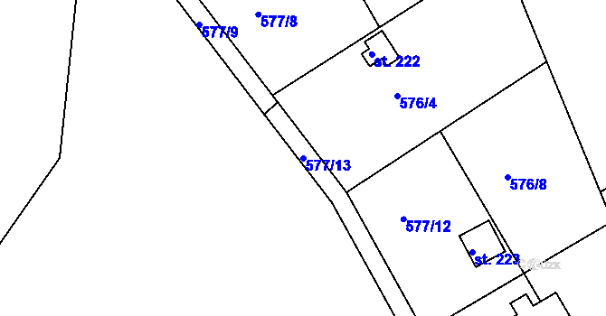 Parcela st. 577/13 v KÚ Mokrovraty, Katastrální mapa