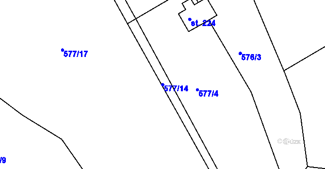 Parcela st. 577/14 v KÚ Mokrovraty, Katastrální mapa
