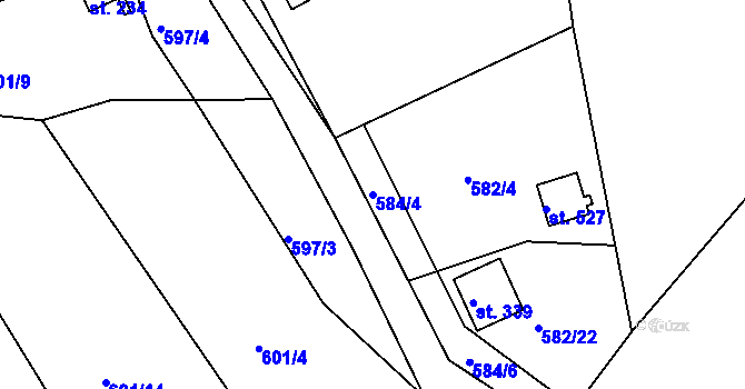 Parcela st. 584/4 v KÚ Mokrovraty, Katastrální mapa