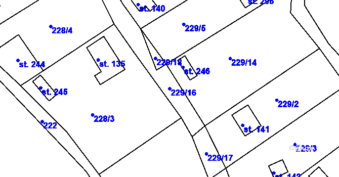 Parcela st. 229/16 v KÚ Mokrovraty, Katastrální mapa