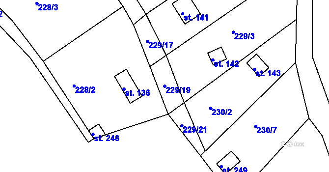 Parcela st. 229/19 v KÚ Mokrovraty, Katastrální mapa