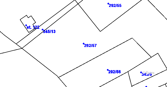 Parcela st. 292/57 v KÚ Mokrovraty, Katastrální mapa