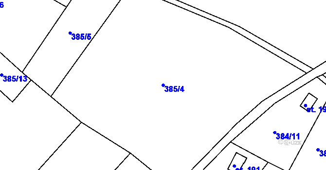 Parcela st. 385/4 v KÚ Mokrovraty, Katastrální mapa