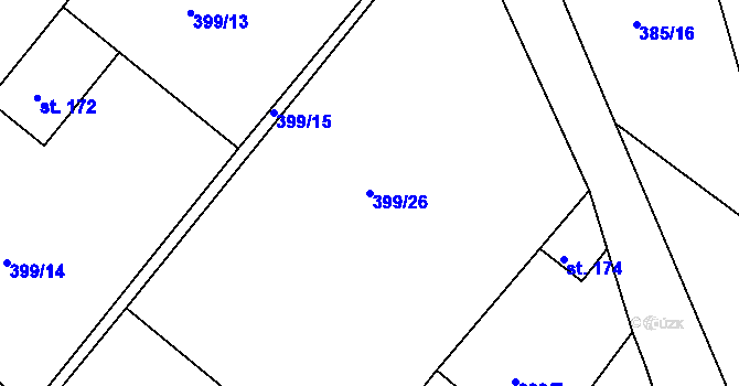 Parcela st. 399/26 v KÚ Mokrovraty, Katastrální mapa