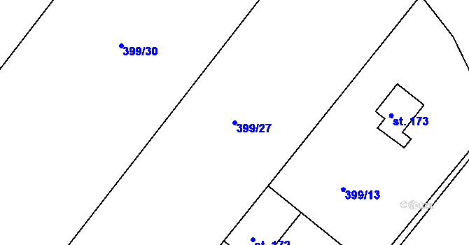 Parcela st. 399/27 v KÚ Mokrovraty, Katastrální mapa