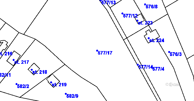 Parcela st. 577/17 v KÚ Mokrovraty, Katastrální mapa