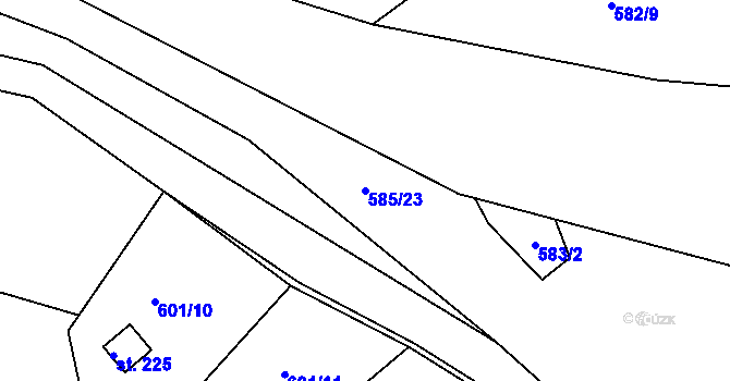 Parcela st. 585/23 v KÚ Mokrovraty, Katastrální mapa