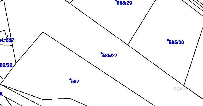 Parcela st. 585/27 v KÚ Mokrovraty, Katastrální mapa