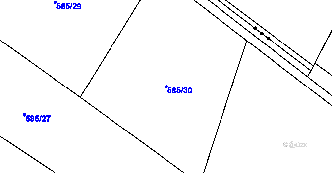 Parcela st. 585/30 v KÚ Mokrovraty, Katastrální mapa