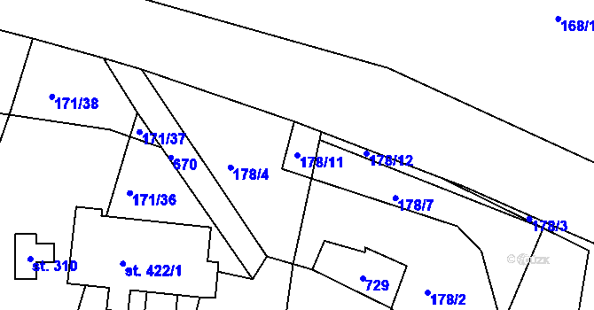 Parcela st. 178/11 v KÚ Mokrovraty, Katastrální mapa