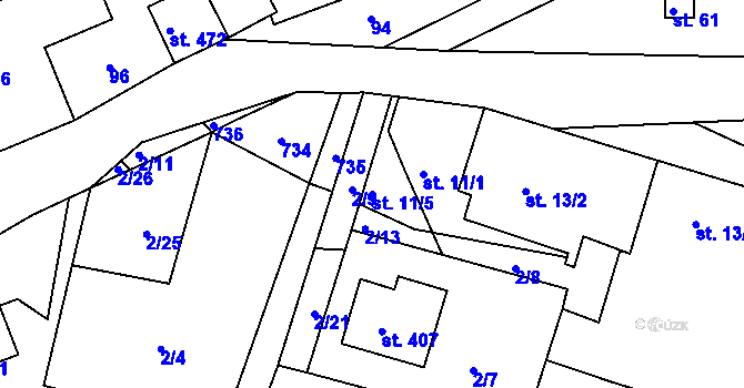 Parcela st. 11/5 v KÚ Mokrovraty, Katastrální mapa