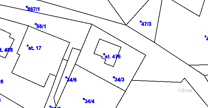 Parcela st. 476 v KÚ Mokrovraty, Katastrální mapa