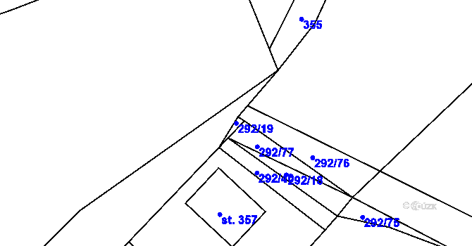 Parcela st. 292/19 v KÚ Mokrovraty, Katastrální mapa