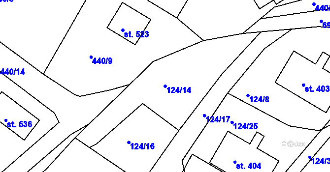 Parcela st. 124/14 v KÚ Mokrovraty, Katastrální mapa