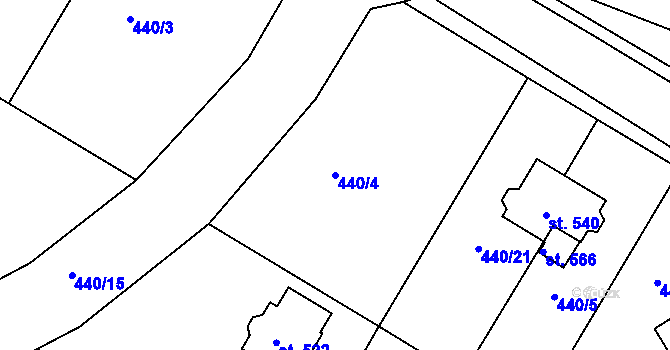 Parcela st. 440/4 v KÚ Mokrovraty, Katastrální mapa