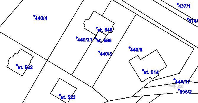 Parcela st. 440/5 v KÚ Mokrovraty, Katastrální mapa