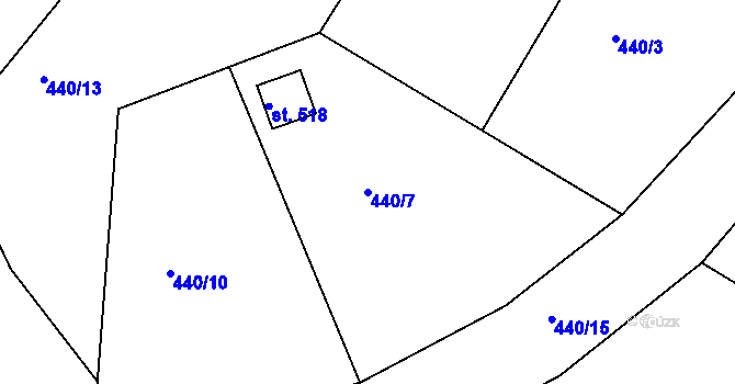 Parcela st. 440/7 v KÚ Mokrovraty, Katastrální mapa