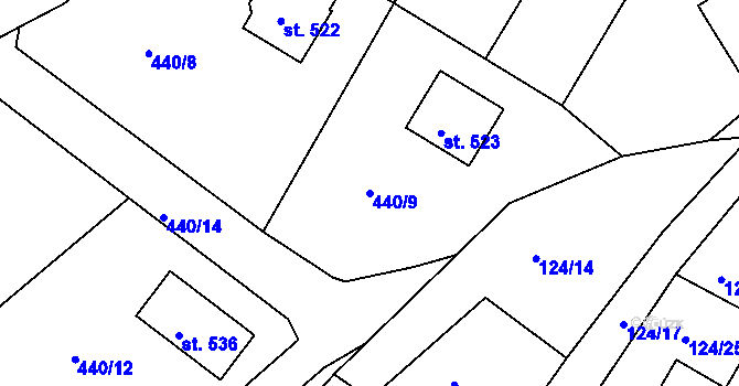 Parcela st. 440/9 v KÚ Mokrovraty, Katastrální mapa