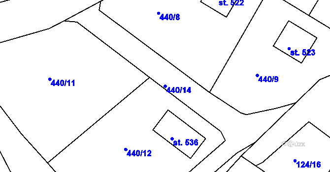 Parcela st. 440/14 v KÚ Mokrovraty, Katastrální mapa