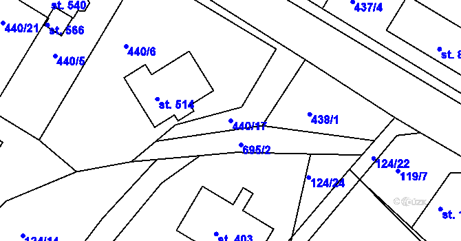 Parcela st. 440/17 v KÚ Mokrovraty, Katastrální mapa