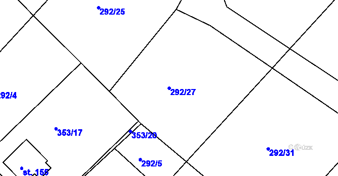 Parcela st. 292/27 v KÚ Mokrovraty, Katastrální mapa