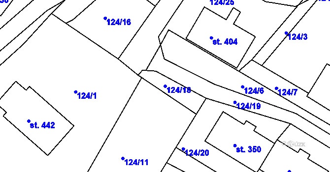 Parcela st. 124/18 v KÚ Mokrovraty, Katastrální mapa