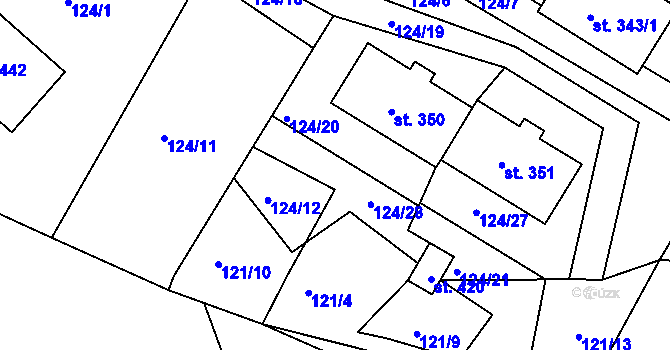 Parcela st. 124/20 v KÚ Mokrovraty, Katastrální mapa
