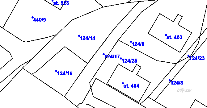 Parcela st. 124/17 v KÚ Mokrovraty, Katastrální mapa