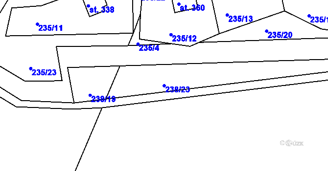 Parcela st. 238/23 v KÚ Mokrovraty, Katastrální mapa