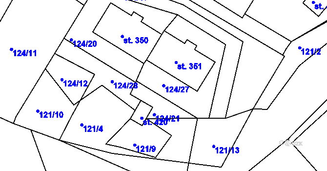 Parcela st. 124/27 v KÚ Mokrovraty, Katastrální mapa