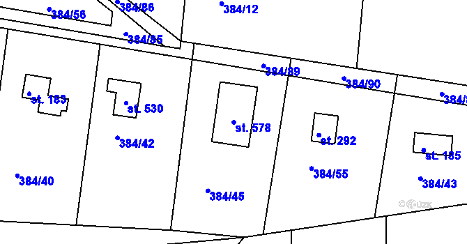 Parcela st. 578 v KÚ Mokrovraty, Katastrální mapa