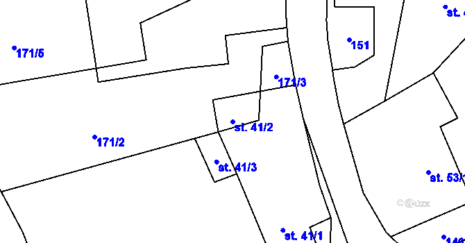 Parcela st. 41/2 v KÚ Mokré, Katastrální mapa
