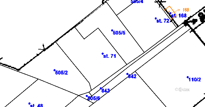 Parcela st. 71 v KÚ Mokré, Katastrální mapa