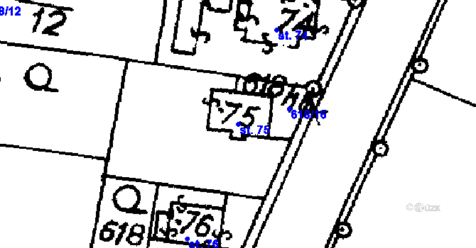 Parcela st. 75 v KÚ Mokré, Katastrální mapa