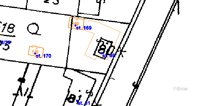 Parcela st. 80 v KÚ Mokré, Katastrální mapa