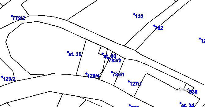 Parcela st. 90 v KÚ Mokré, Katastrální mapa