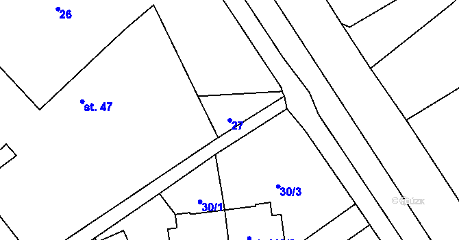 Parcela st. 27 v KÚ Mokré, Katastrální mapa