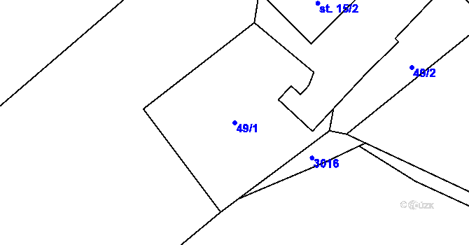 Parcela st. 49/1 v KÚ Mokré, Katastrální mapa